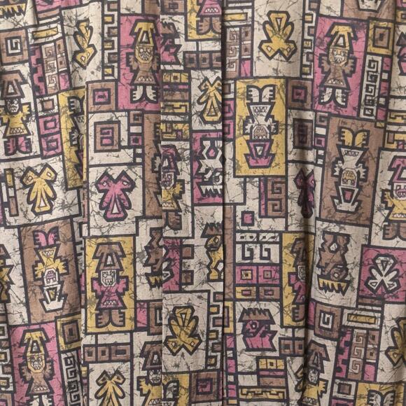 Vintage Muriel Ryan Division of Serbin Tiki Print Button Up Shirt Dress Pockets - Picture 6 of 7